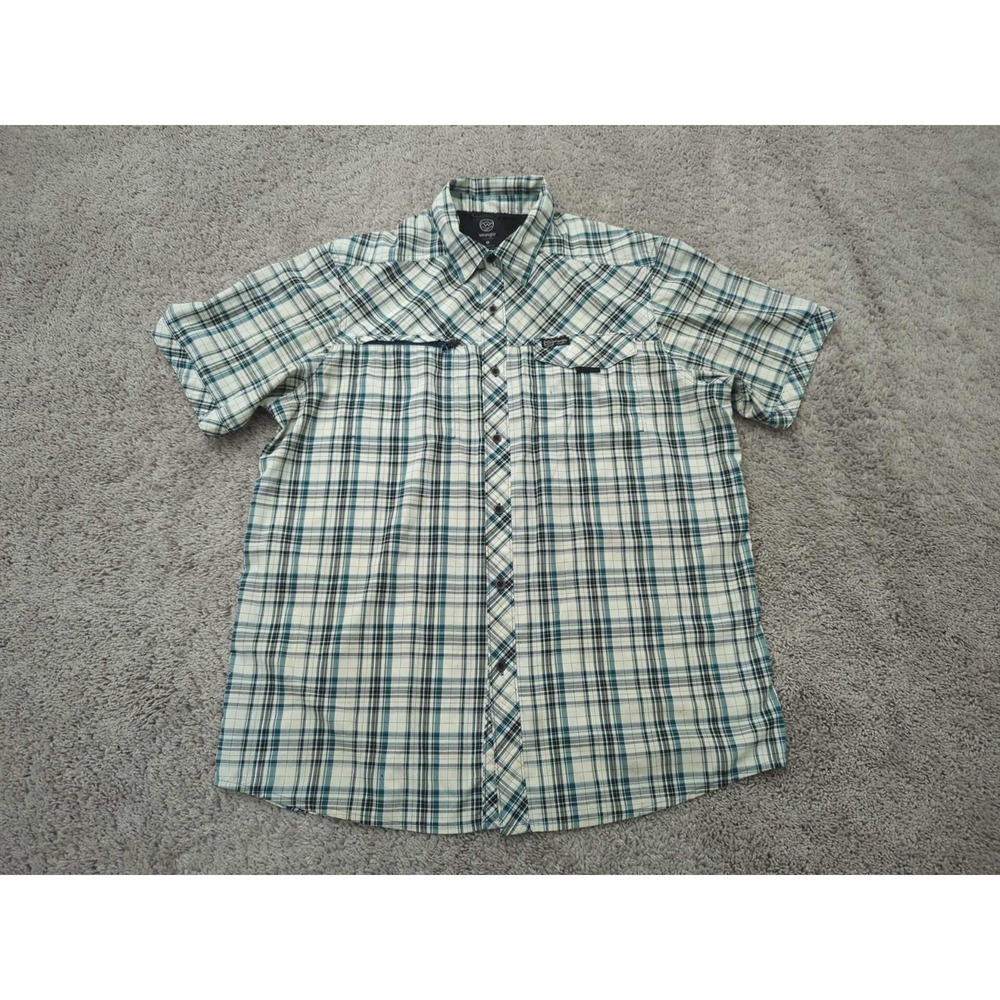 Wrangler Outdoor Button Up Shirt Mens Large Blue Plaid Casual